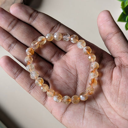 8mm faceted round beads stretchable bracelet.-Citrine Natural-Maitri Export | Crystals Store