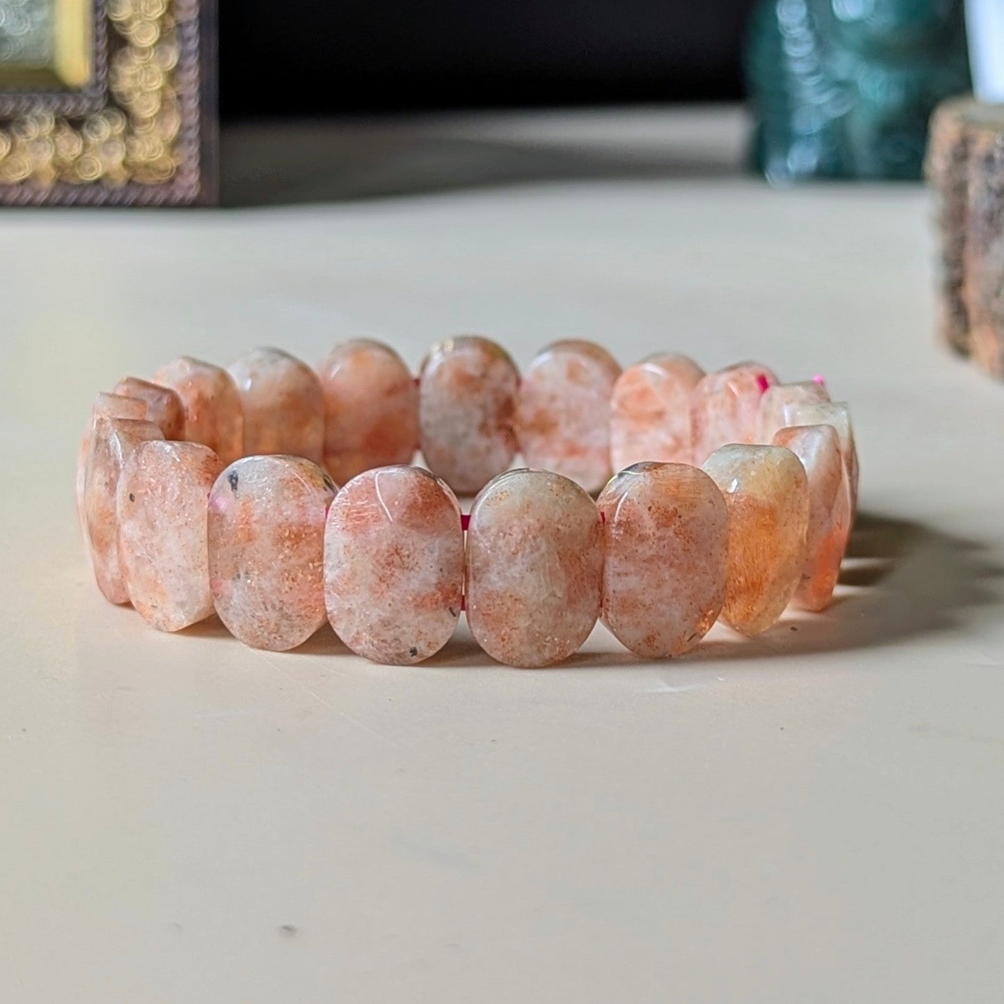 Oval Shape Faceted Crystal Beads bracelet-Sunstone-Maitri Export | Crystals Store