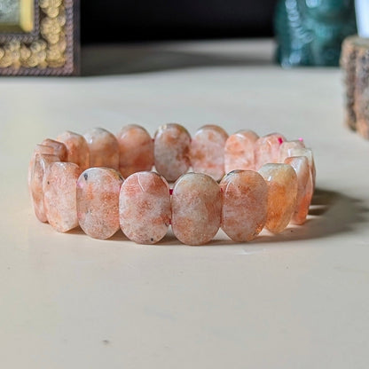 Oval Shape Faceted Crystal Beads bracelet-Sunstone-Maitri Export | Crystals Store