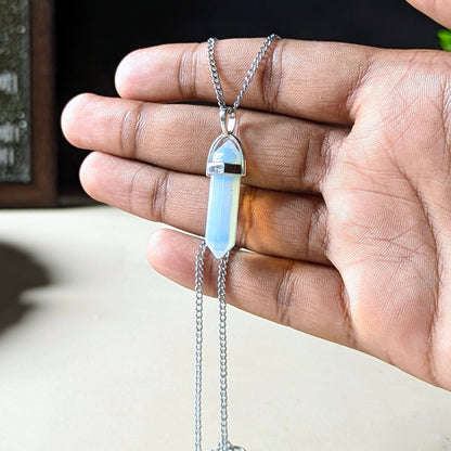 Natural Crystal Stones double point Silver Cap pendant-Opal-Maitri Export | Crystals Store