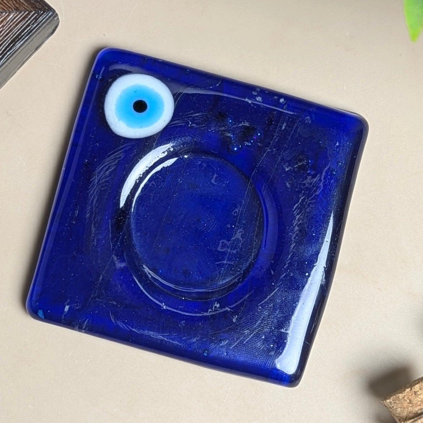 Evil Eye Candle Holder 2.5 Inch-Square-Maitri Export | Crystals Store
