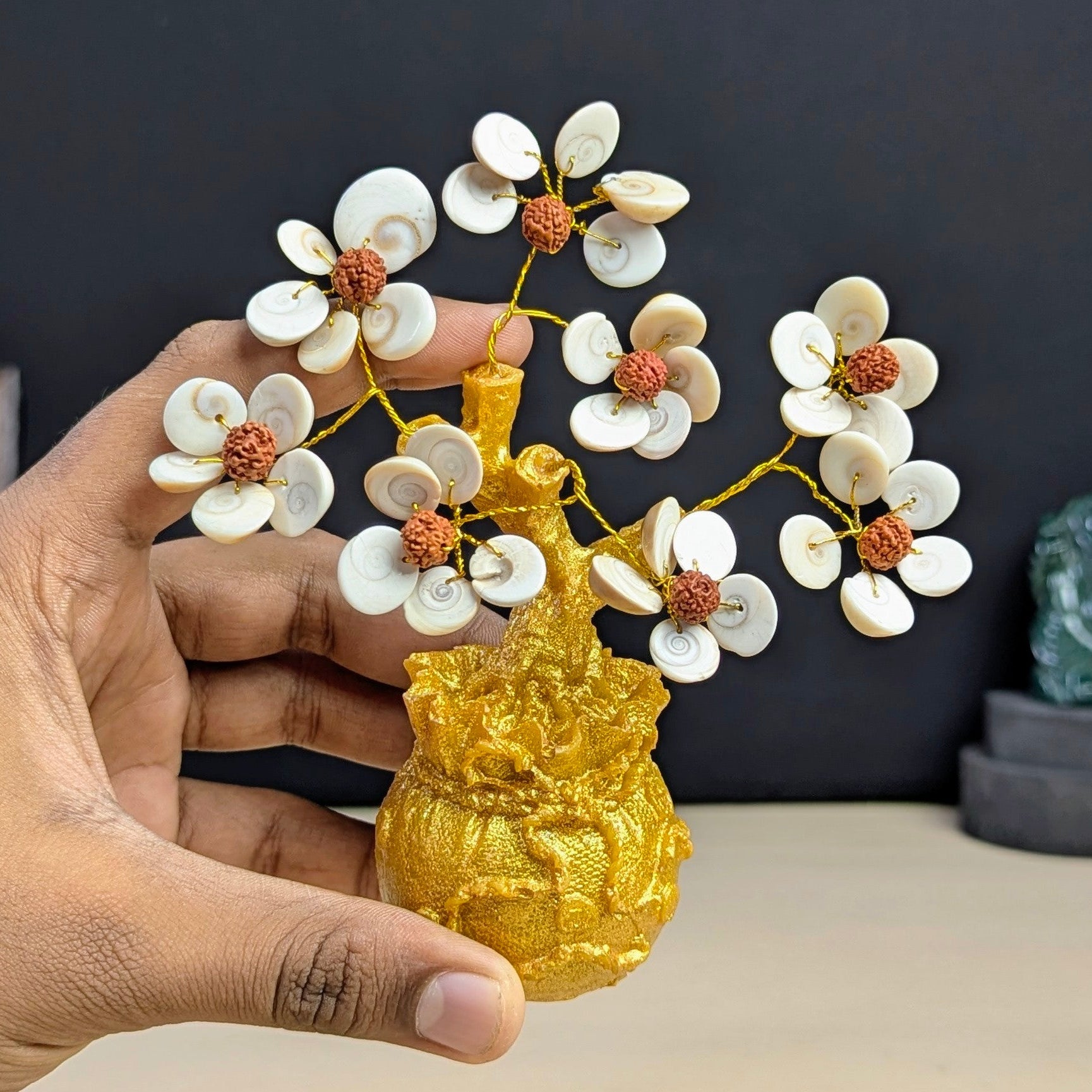 Golden Pot Tree-Gomtichakra Rudhraksh-48 Beads-Maitri Export | Crystals Store