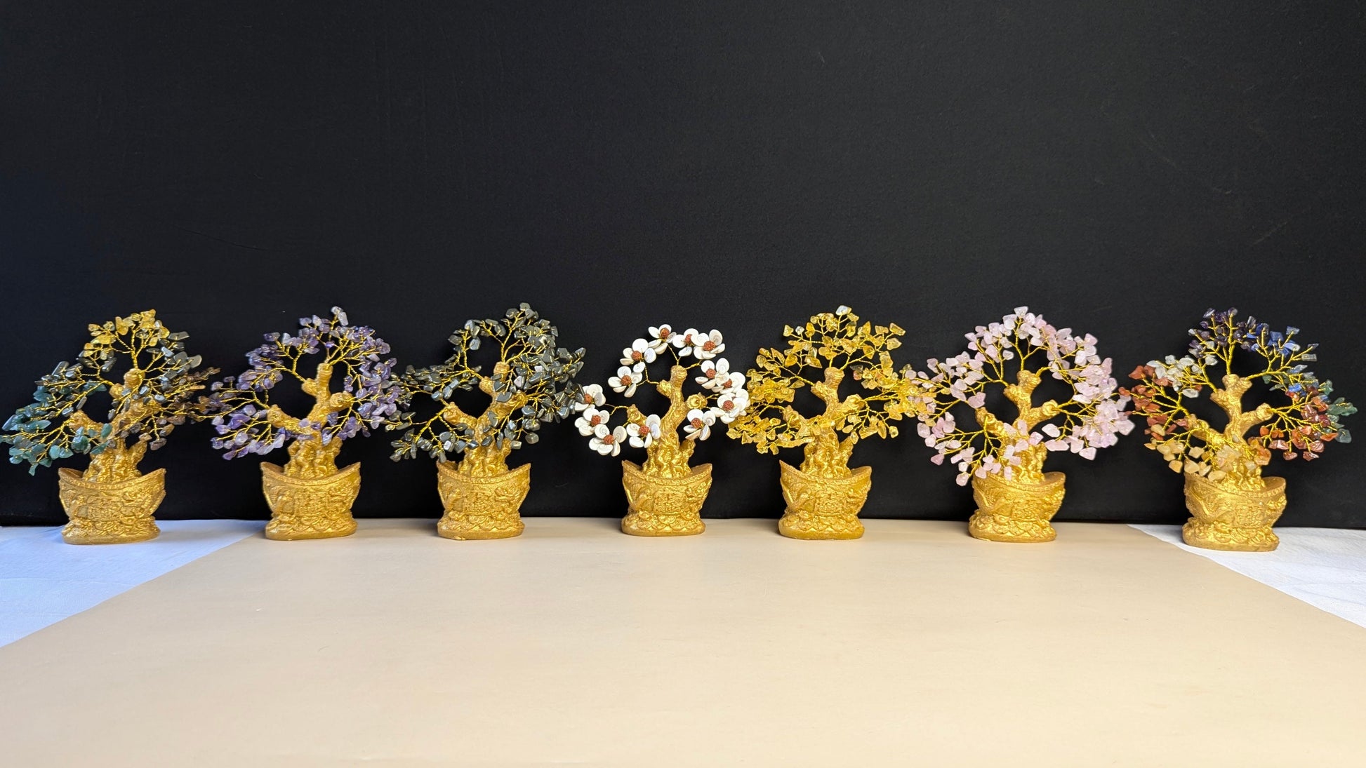 boat shaped Golden pot tree ( 160 beads )-Maitri Export | Crystals Store