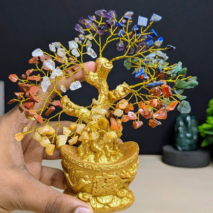 boat shaped Golden pot tree ( 160 beads )-7 chakra-Maitri Export | Crystals Store