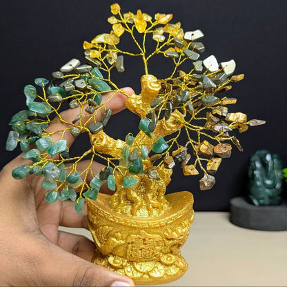 boat shaped Golden pot tree ( 160 beads )-Money magnet-Maitri Export | Crystals Store