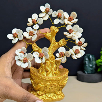 boat shaped Golden pot tree ( 160 beads )-Gomtichakra rudraksh-Maitri Export | Crystals Store