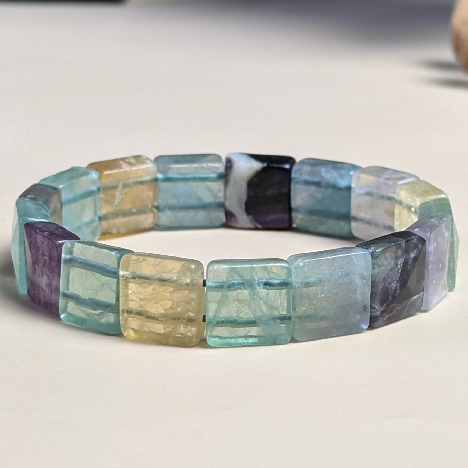 Pyramid facets square bracelet-Multi fluorite-Maitri Export | Crystals Store