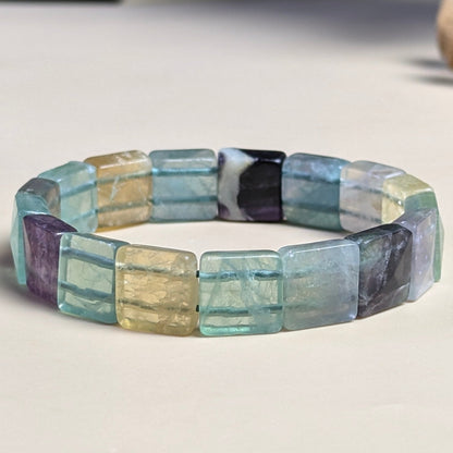 Pyramid facets square bracelet-Multi fluorite-Maitri Export | Crystals Store