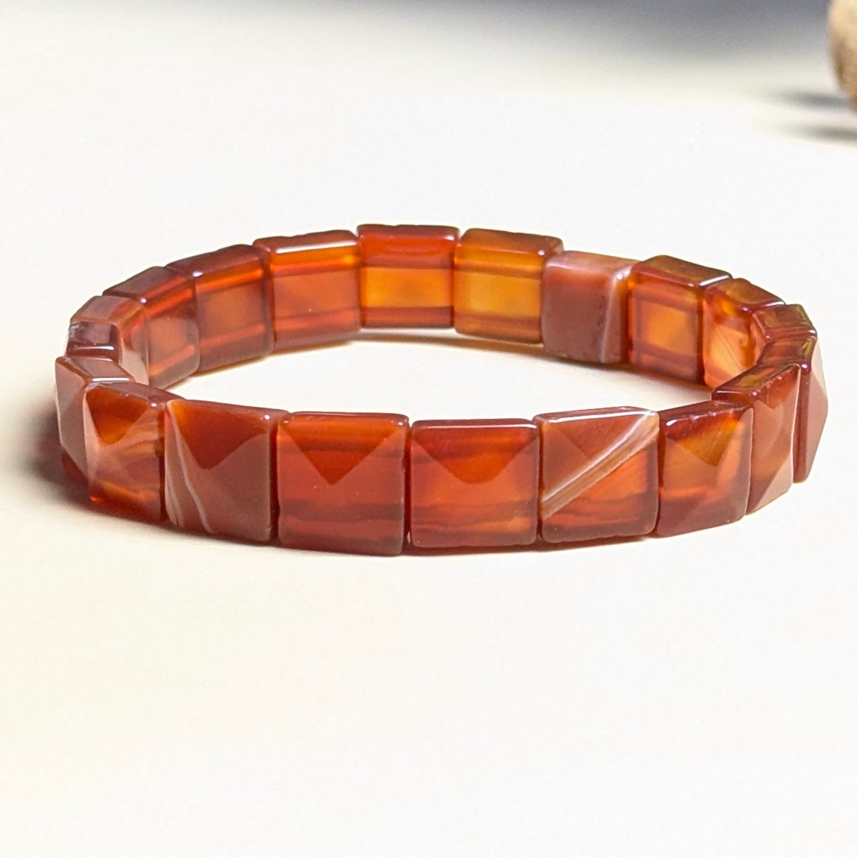 Pyramid facets square bracelet-Carnelian-Maitri Export | Crystals Store