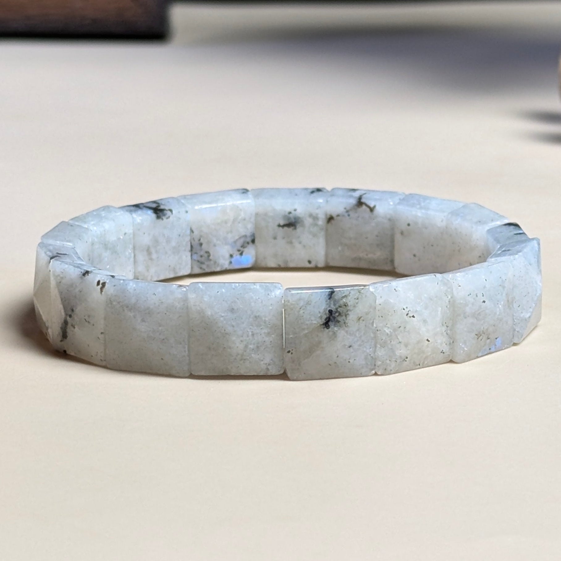 Pyramid facets square bracelet-Rainbow Moonstone-Maitri Export | Crystals Store
