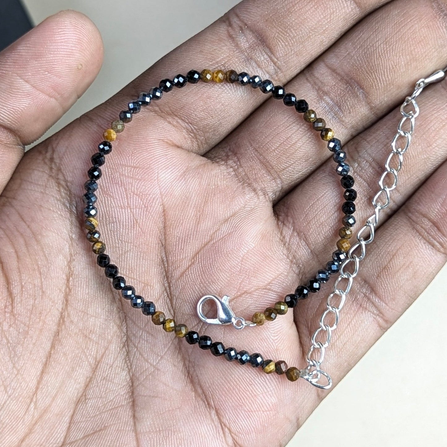 Anklet 3mm faceted-Triple protection-Maitri Export | Crystals Store