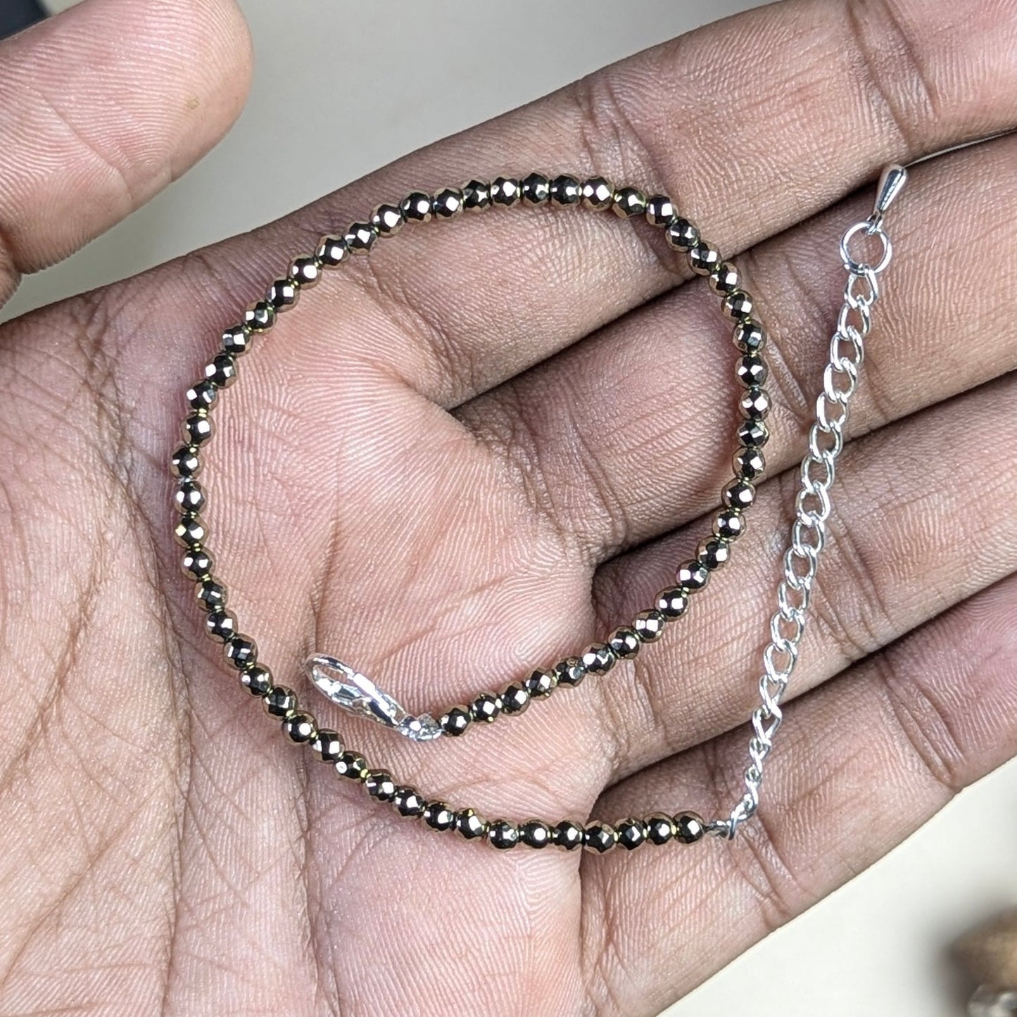 Anklet 3mm faceted-Golden pyrite-Maitri Export | Crystals Store