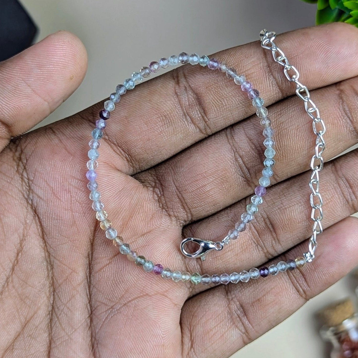 Anklet 3mm faceted-Multi fluorite-Maitri Export | Crystals Store