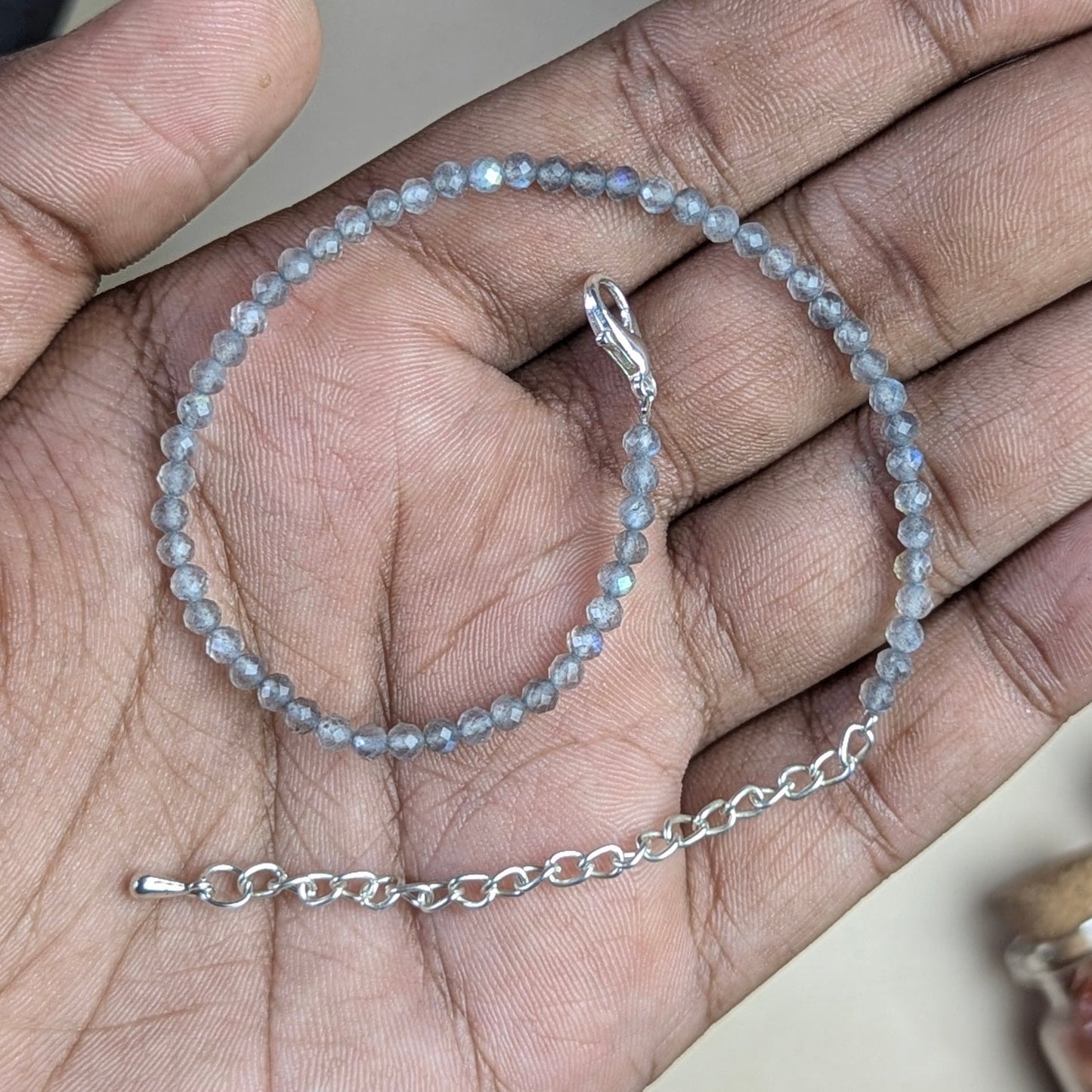 Anklet 3mm faceted-Labradorite-Maitri Export | Crystals Store