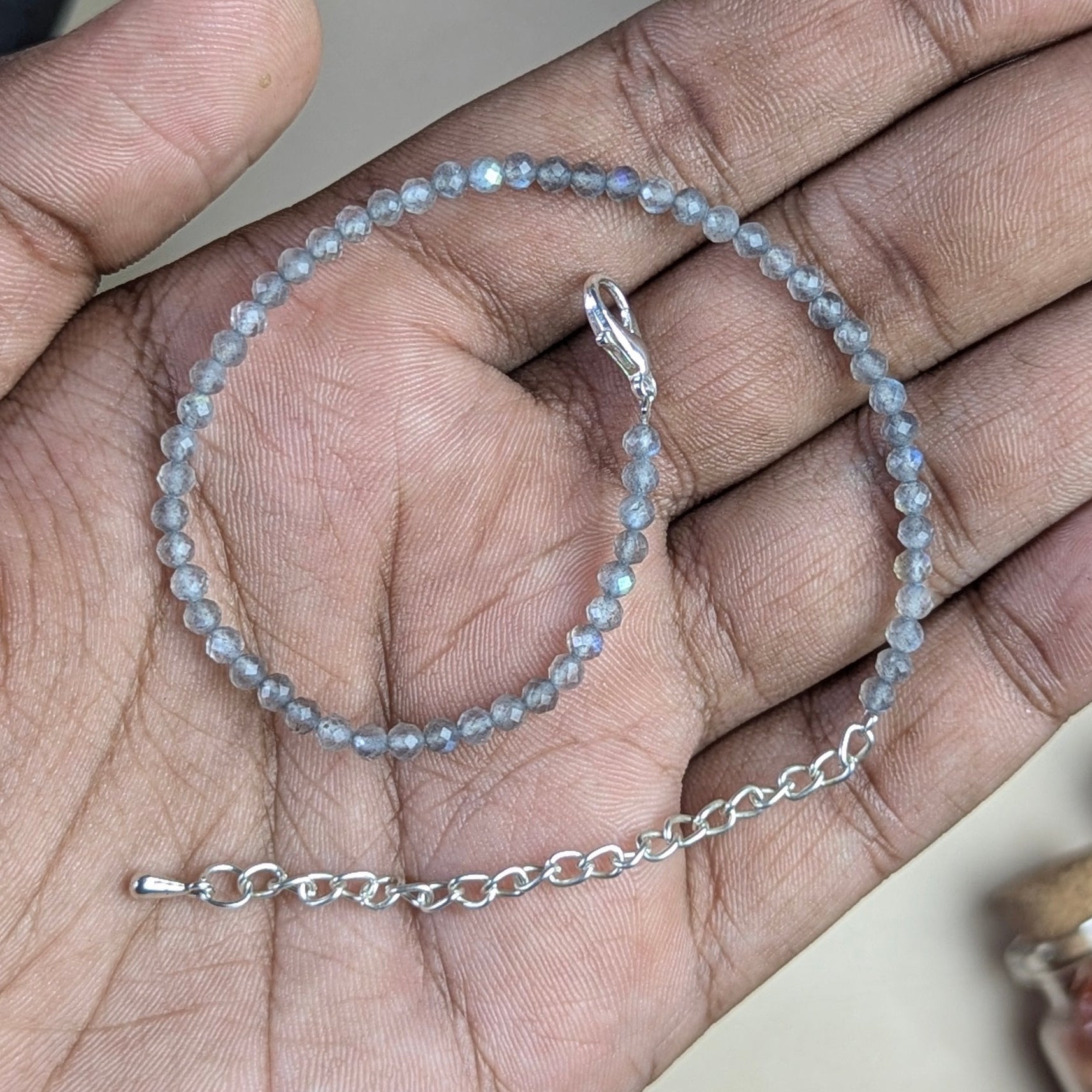 Anklet 3mm faceted-Labradorite-Maitri Export | Crystals Store