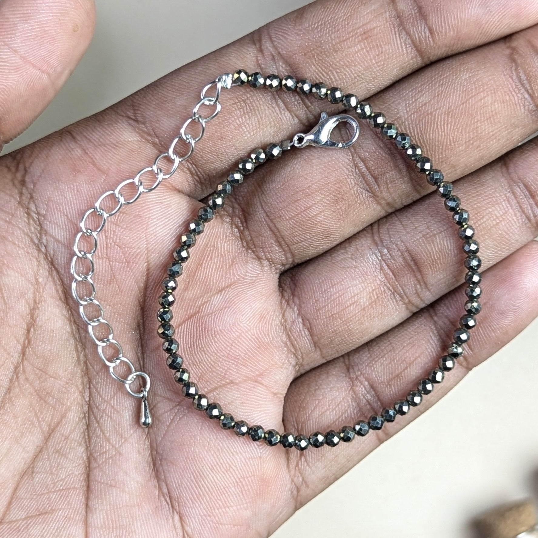 Anklet 3mm faceted-Pyrite-Maitri Export | Crystals Store