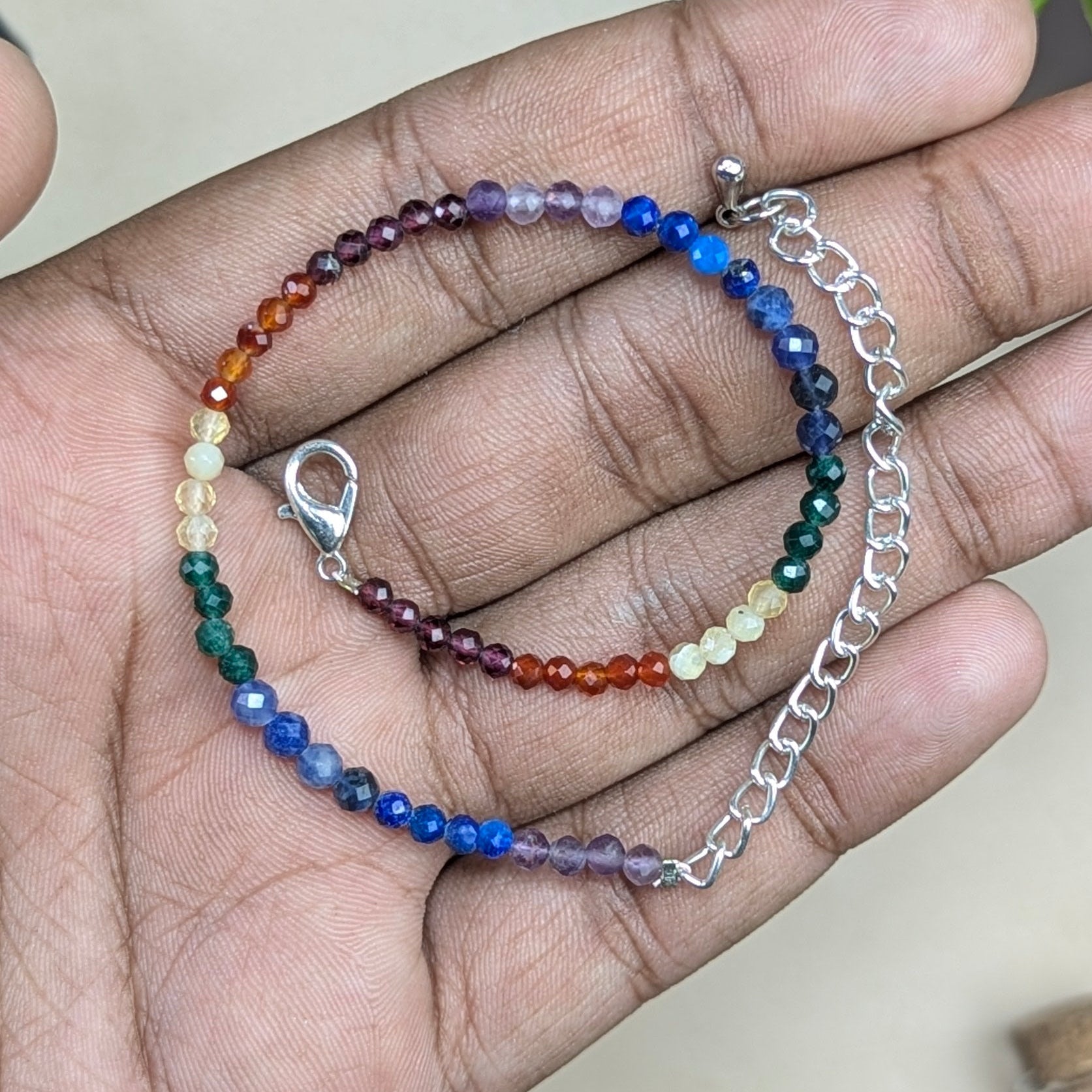 Anklet 3mm faceted-7 chakra-Maitri Export | Crystals Store