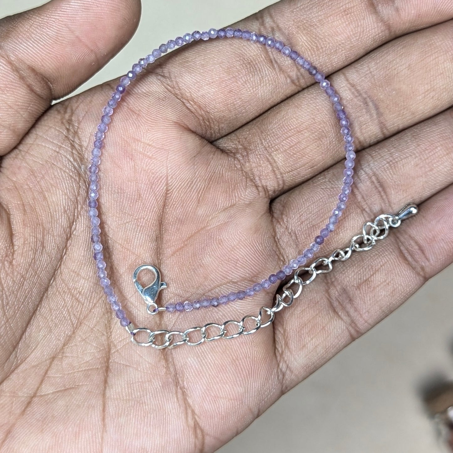 Anklet 3mm faceted-Amethyst-Maitri Export | Crystals Store