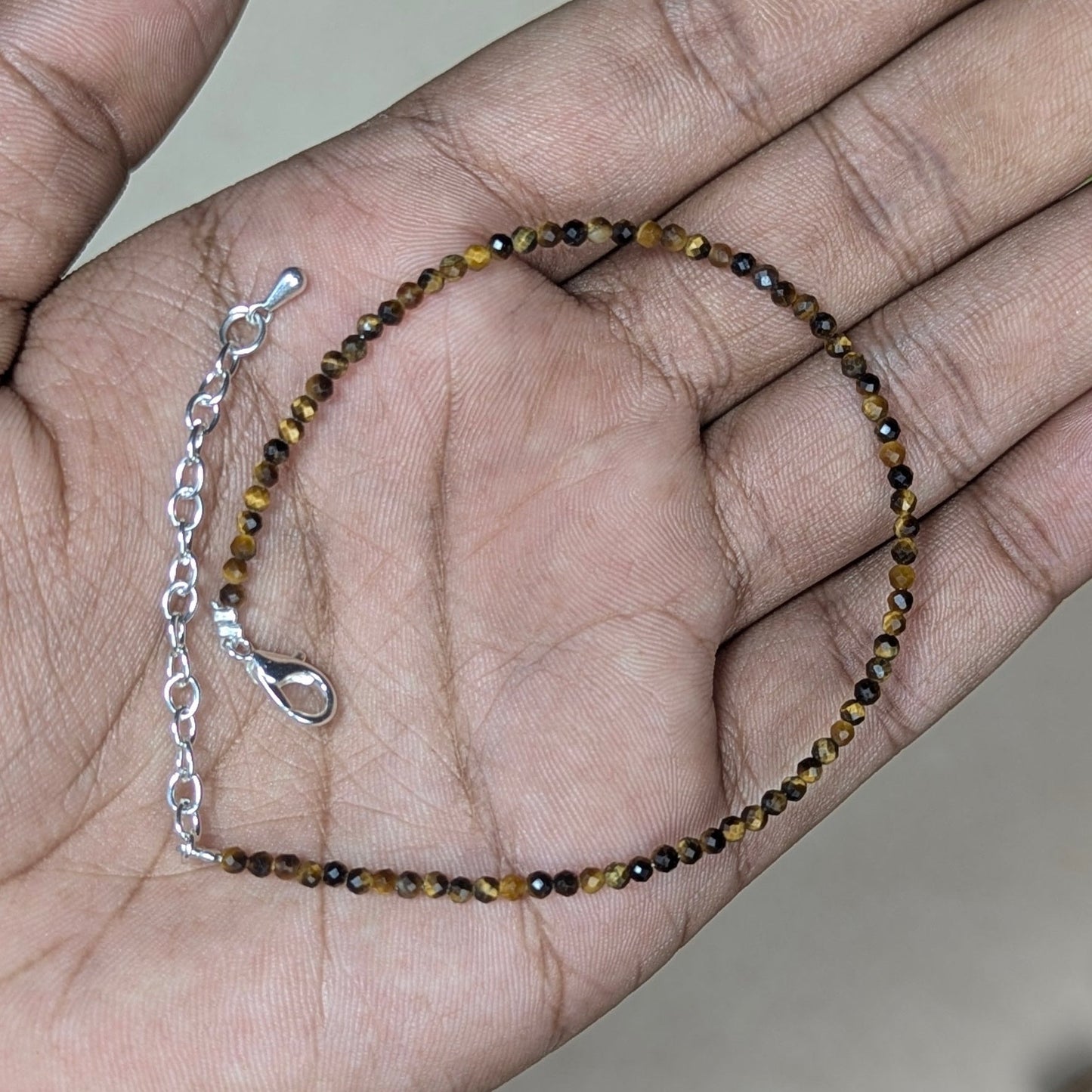 Anklet 3mm faceted-Tiger eye-Maitri Export | Crystals Store