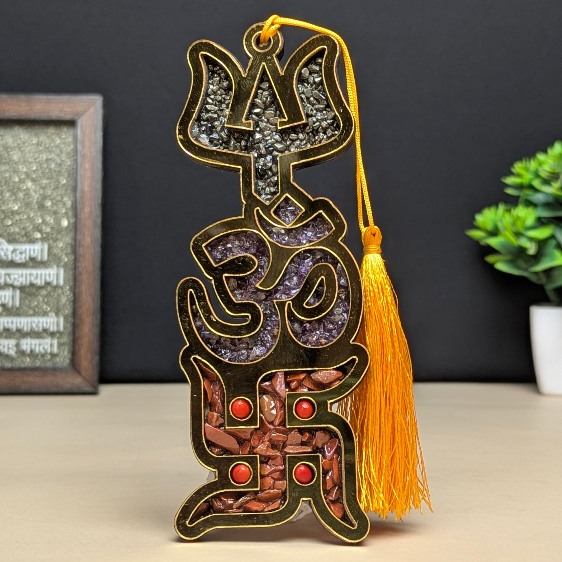 Swastik Trishul Om Hanger-Maitri Export | Crystals Store