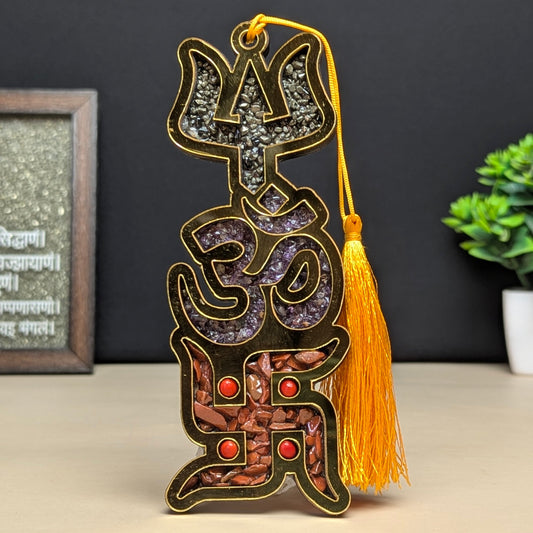 Swastik Trishul Om Hanger-Maitri Export | Crystals Store