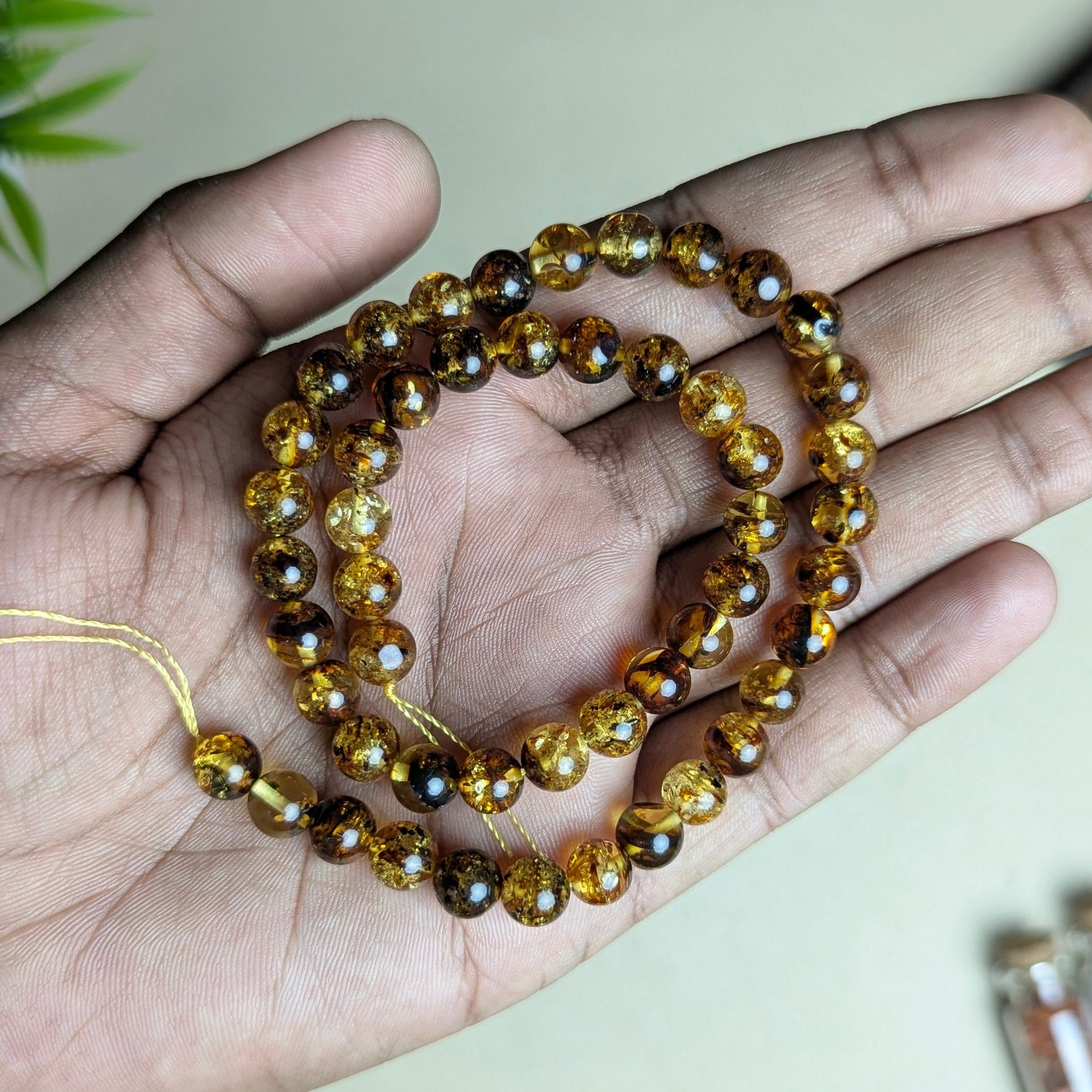 Amber Natural 8mm Natural Crystal 8mm line-Maitri Export | Crystals Store