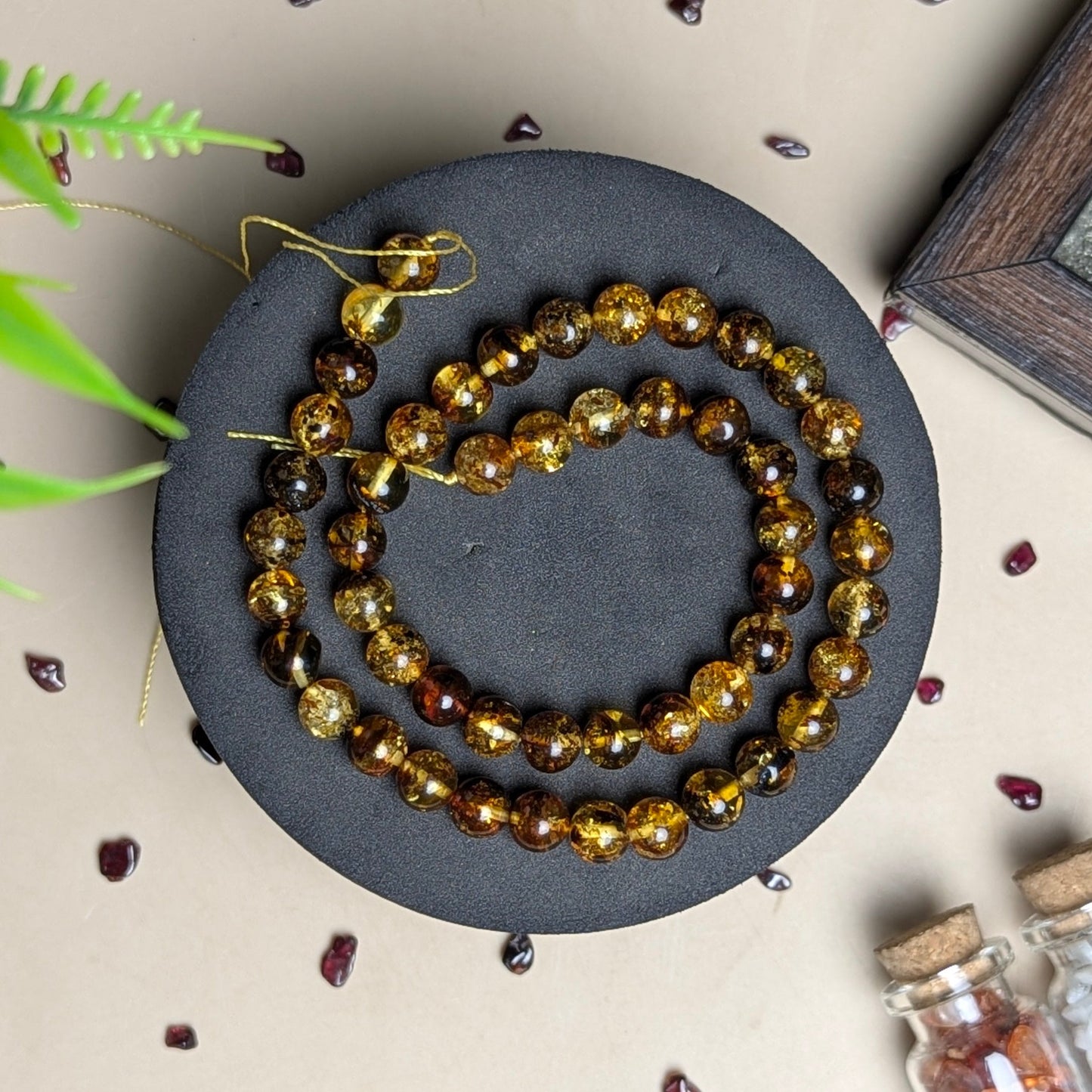 Amber Natural 8mm Natural Crystal 8mm line-Maitri Export | Crystals Store