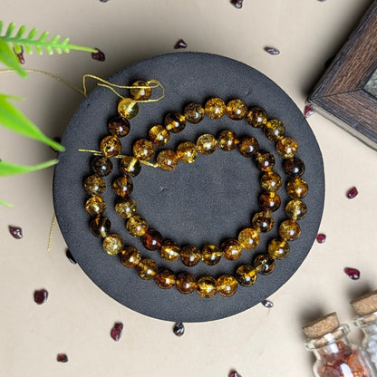 Amber Natural 8mm Natural Crystal 8mm line-Maitri Export | Crystals Store