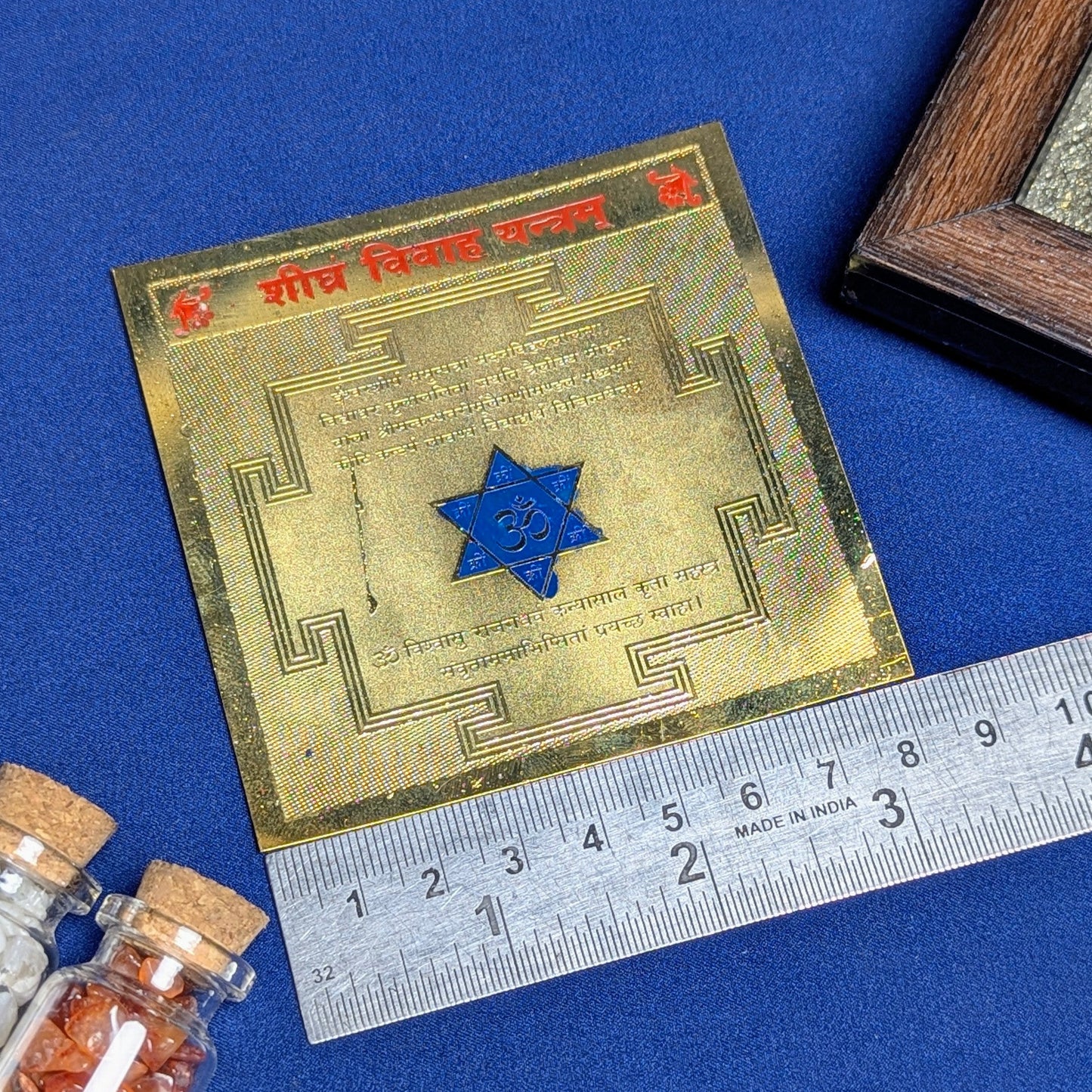 Brass Metal Yantra Plate 3*3-Shidhra vivah Yantra-Maitri Export | Crystals Store