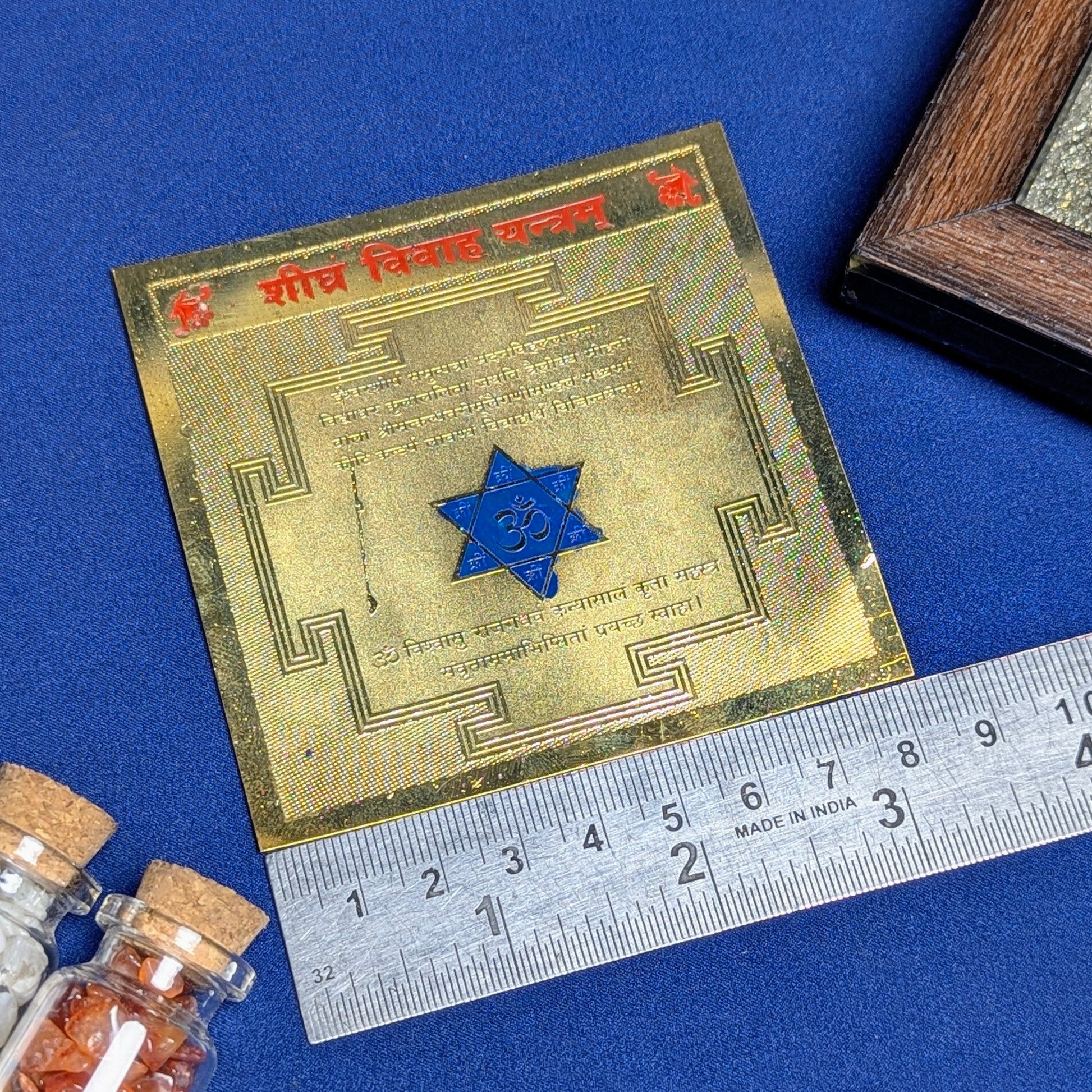 Brass Metal Yantra Plate 3*3-Shidhra vivah Yantra-Maitri Export | Crystals Store