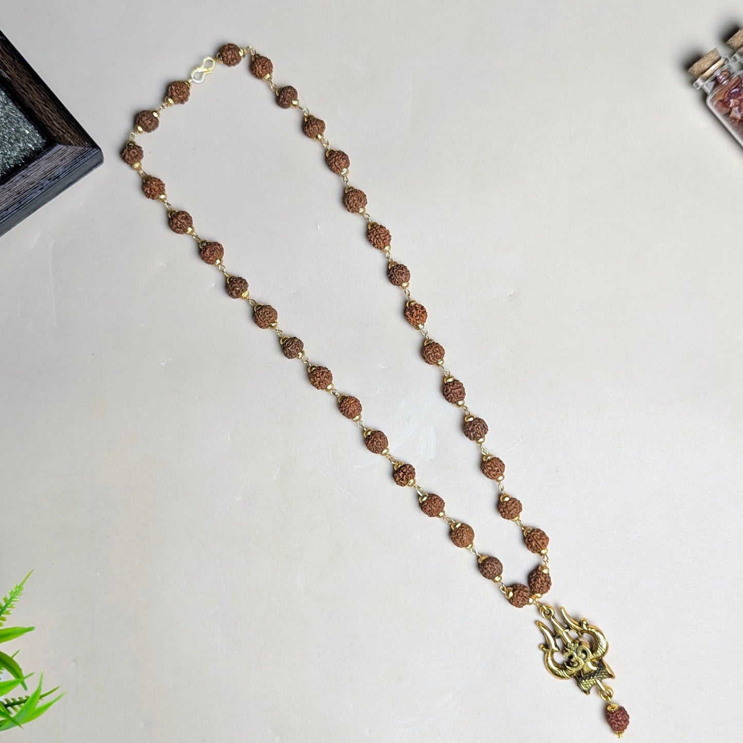 Rudhraksh Trishul Om Pendant Mala-Maitri Export | Crystals Store
