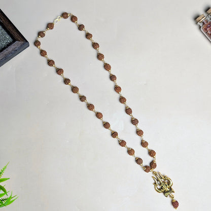Rudhraksh Trishul Om Pendant Mala-Maitri Export | Crystals Store
