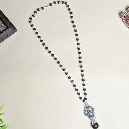 Karungali Trishul Cap Pendant Mala-Maitri Export | Crystals Store