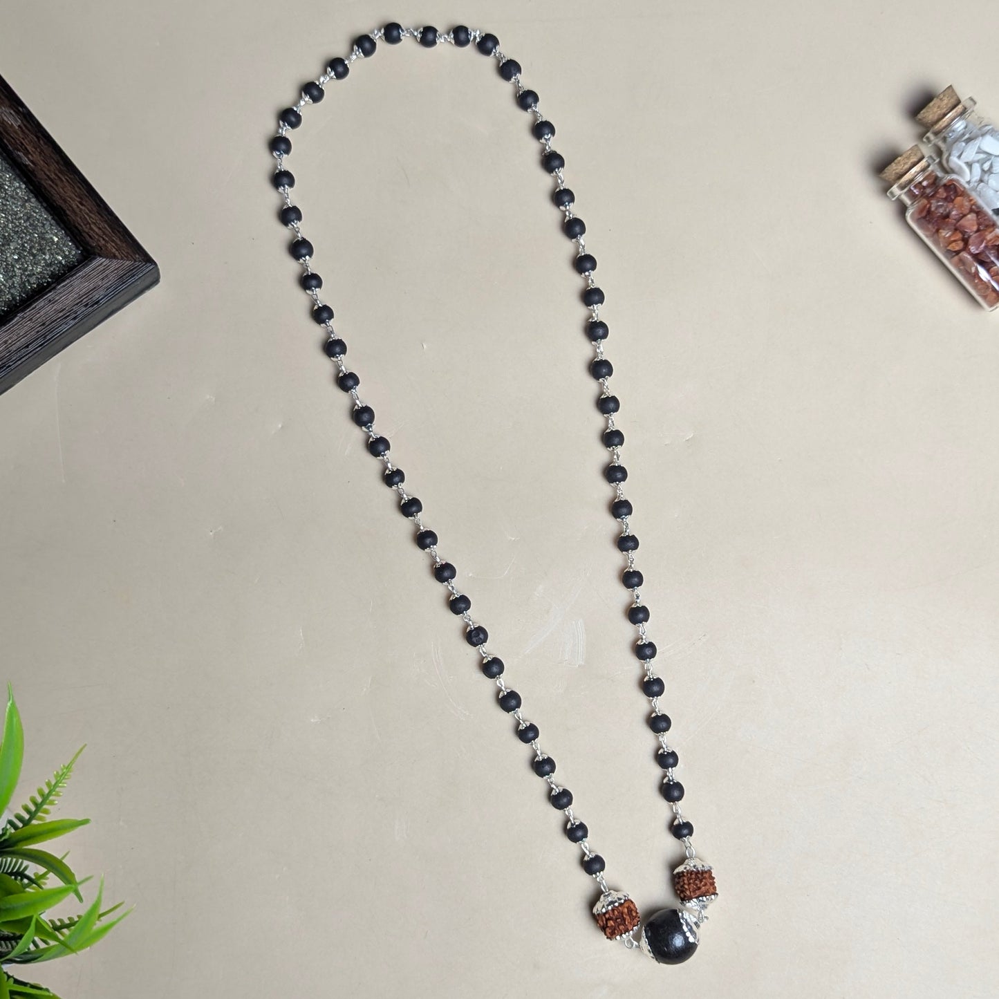 Karungali Rudhraksh Bead Cap Mala-Maitri Export | Crystals Store