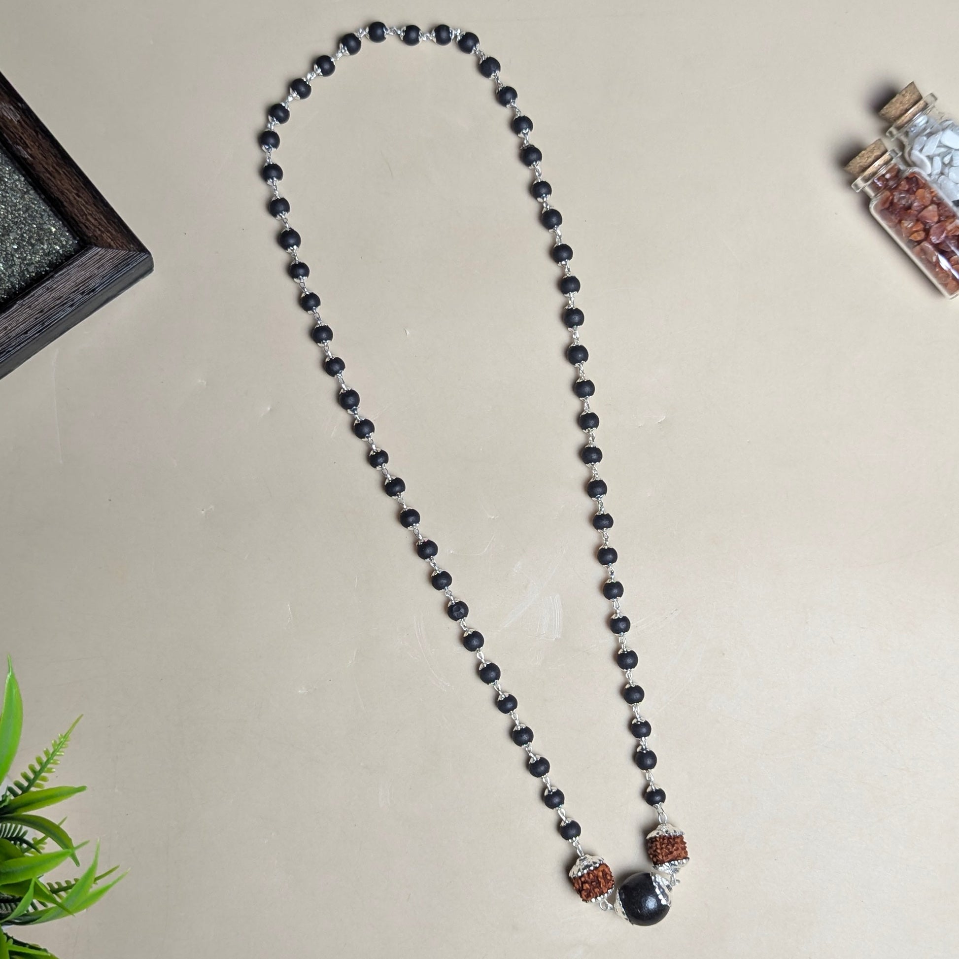 Karungali Rudhraksh Bead Cap Mala-Maitri Export | Crystals Store