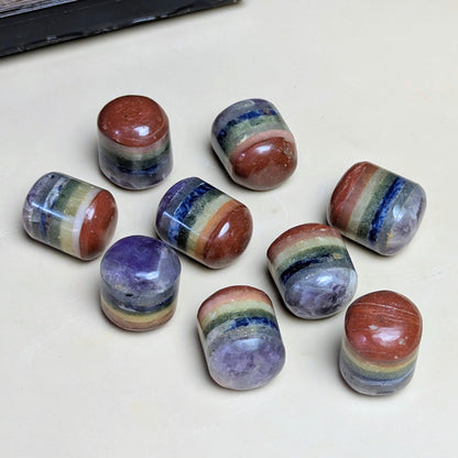 7 Chakra bonded Natural Crystal Healing Stone Tumble / Pocket Stone-Maitri Export | Crystals Store