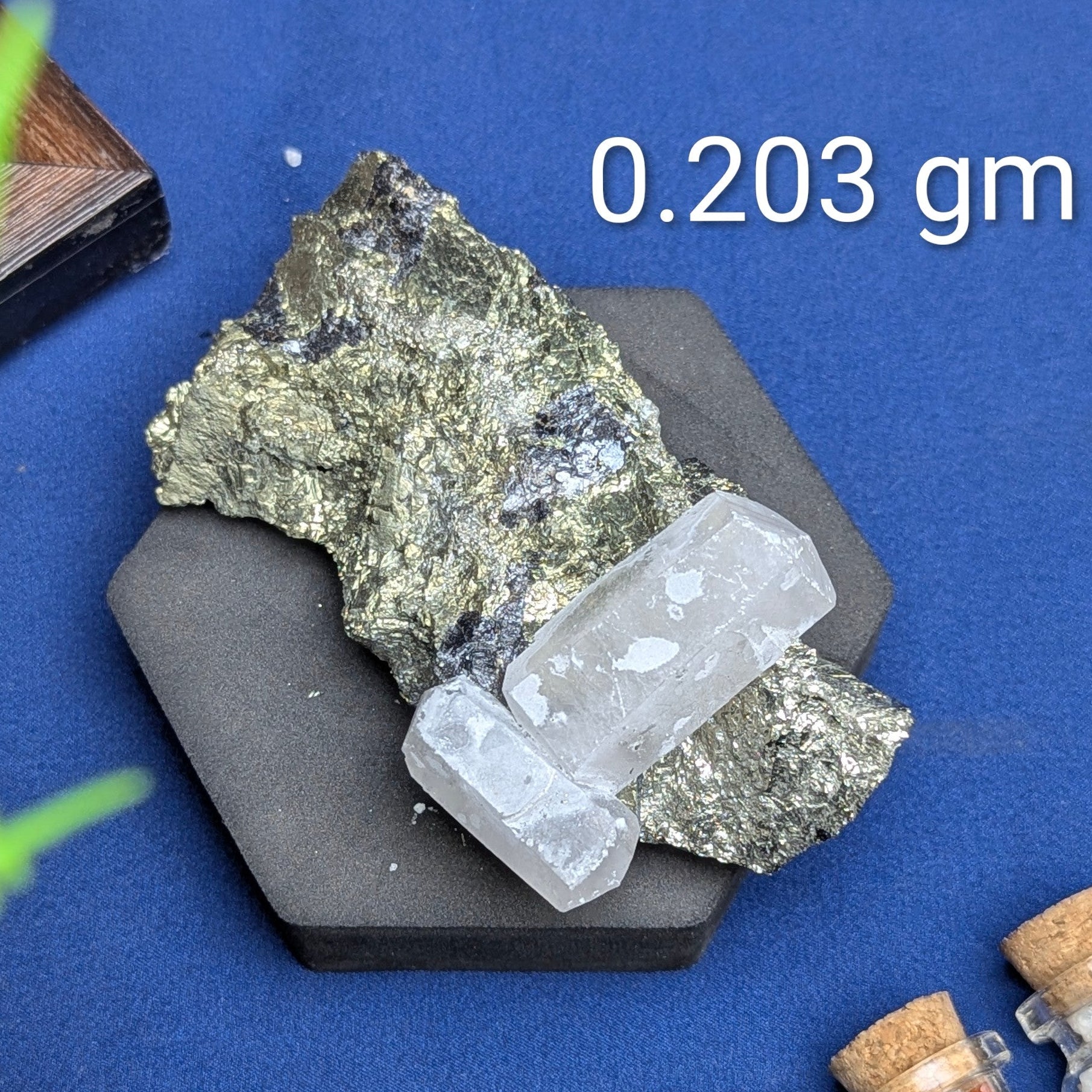 Pyrite Cluster Cubic With Quartz-5 - 0.203gm-Maitri Export | Crystals Store