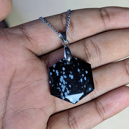 David Star Pendant(25mm)-Snowflack Obsidian-Maitri Export | Crystals Store