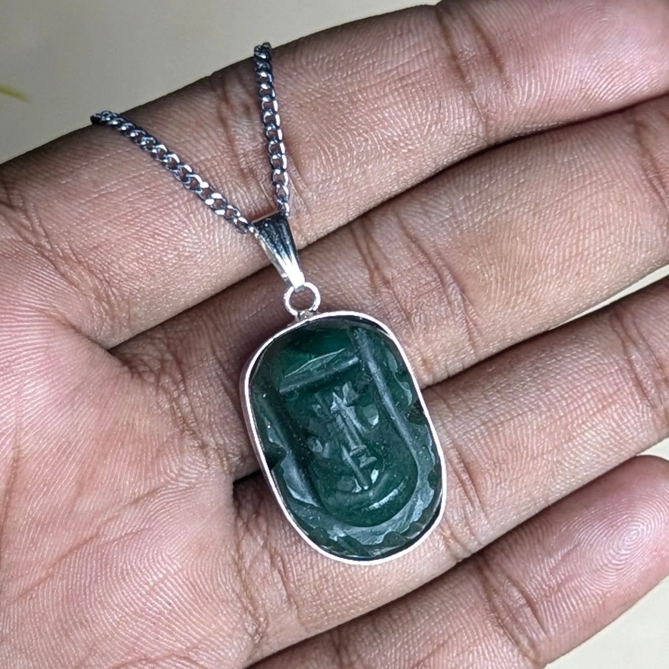 Pocket Ganesha Pendant-Green Jade-Maitri Export | Crystals Store