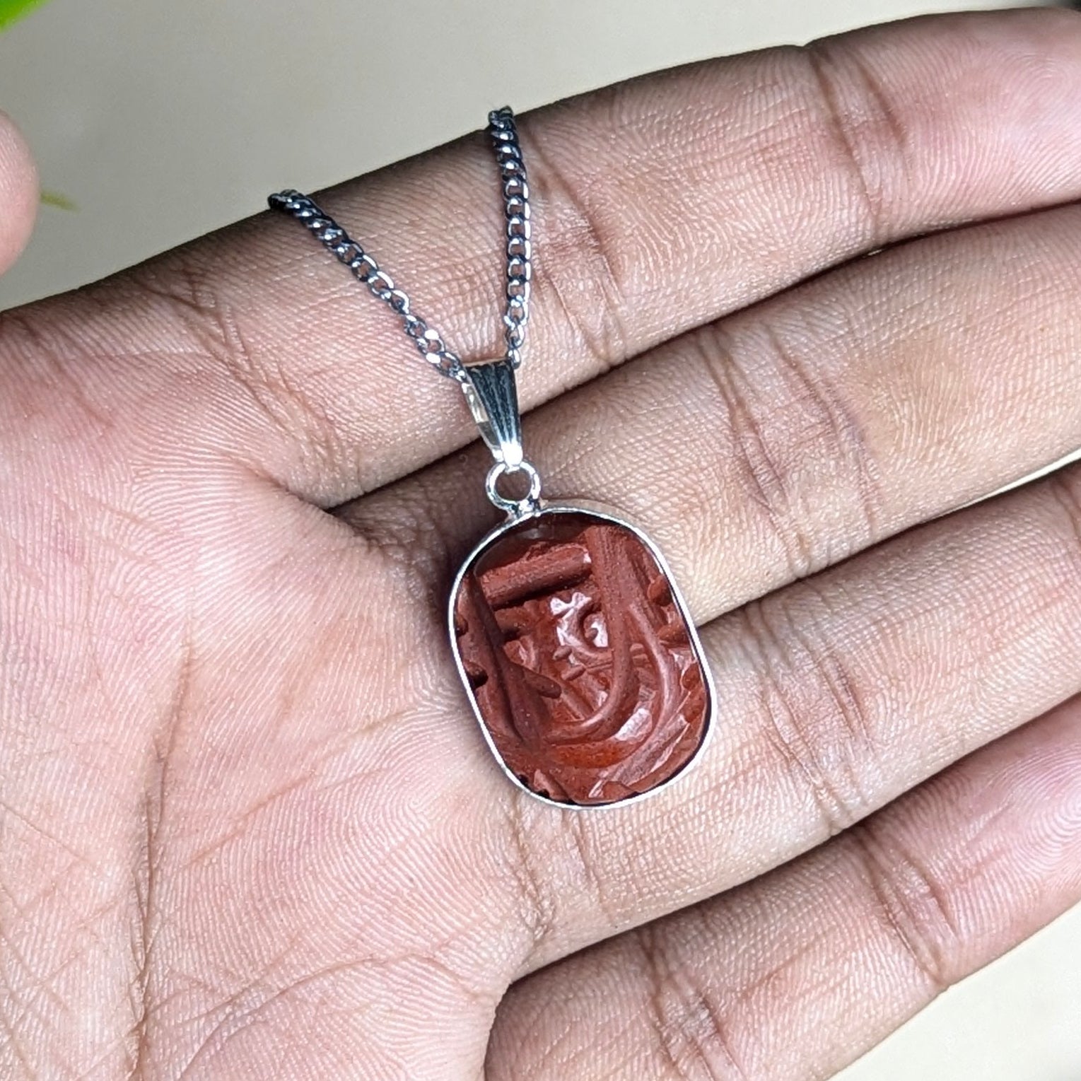 Pocket Ganesha Pendant-Red Jasper-Maitri Export | Crystals Store