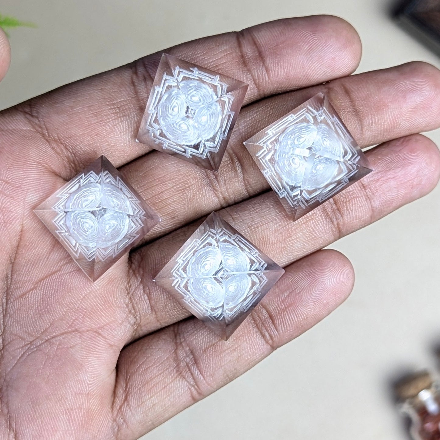 20 to 25mm Clear Quartz Shreeyantra Pyramid-Maitri Export | Crystals Store