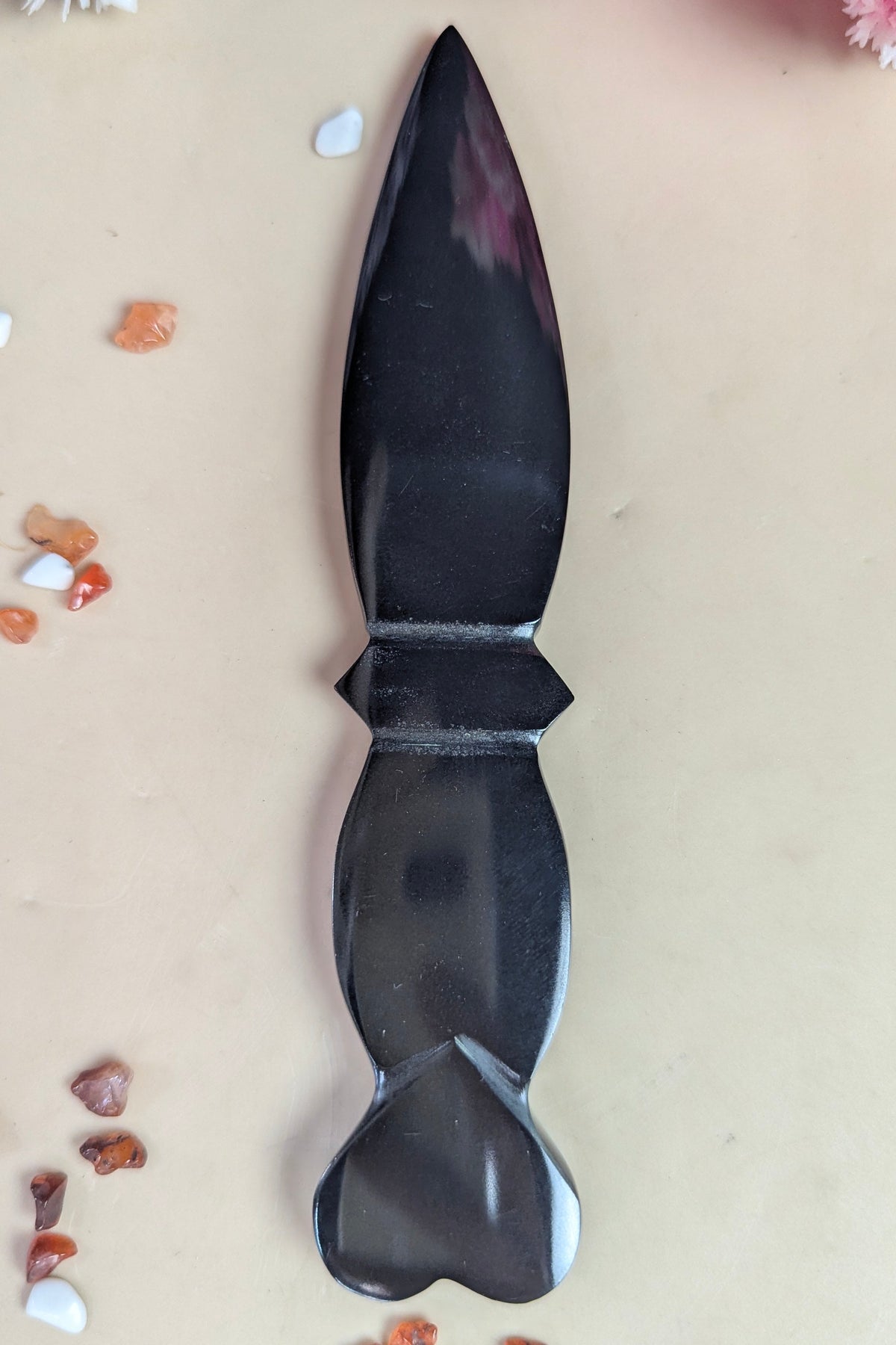 Selenite / black / opalite 6 Inch Knife-Black-3-Maitri Export | Crystals Store