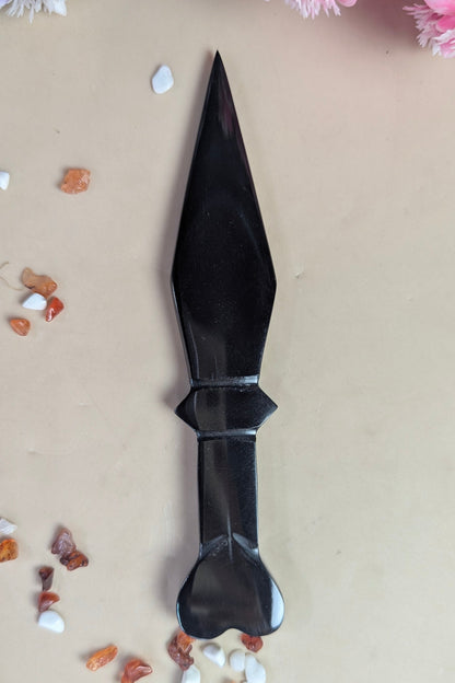 Selenite / black / opalite 6 Inch Knife-Black-4-Maitri Export | Crystals Store
