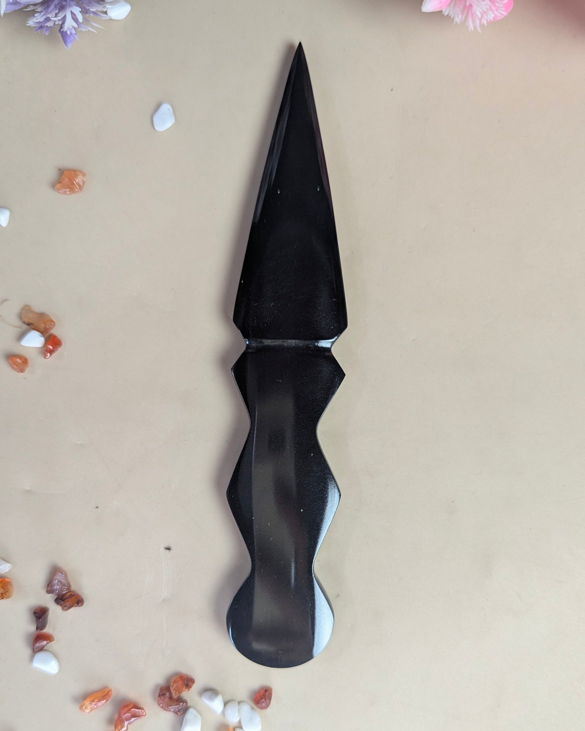 Selenite / black / opalite 6 Inch Knife-Black-8-Maitri Export | Crystals Store
