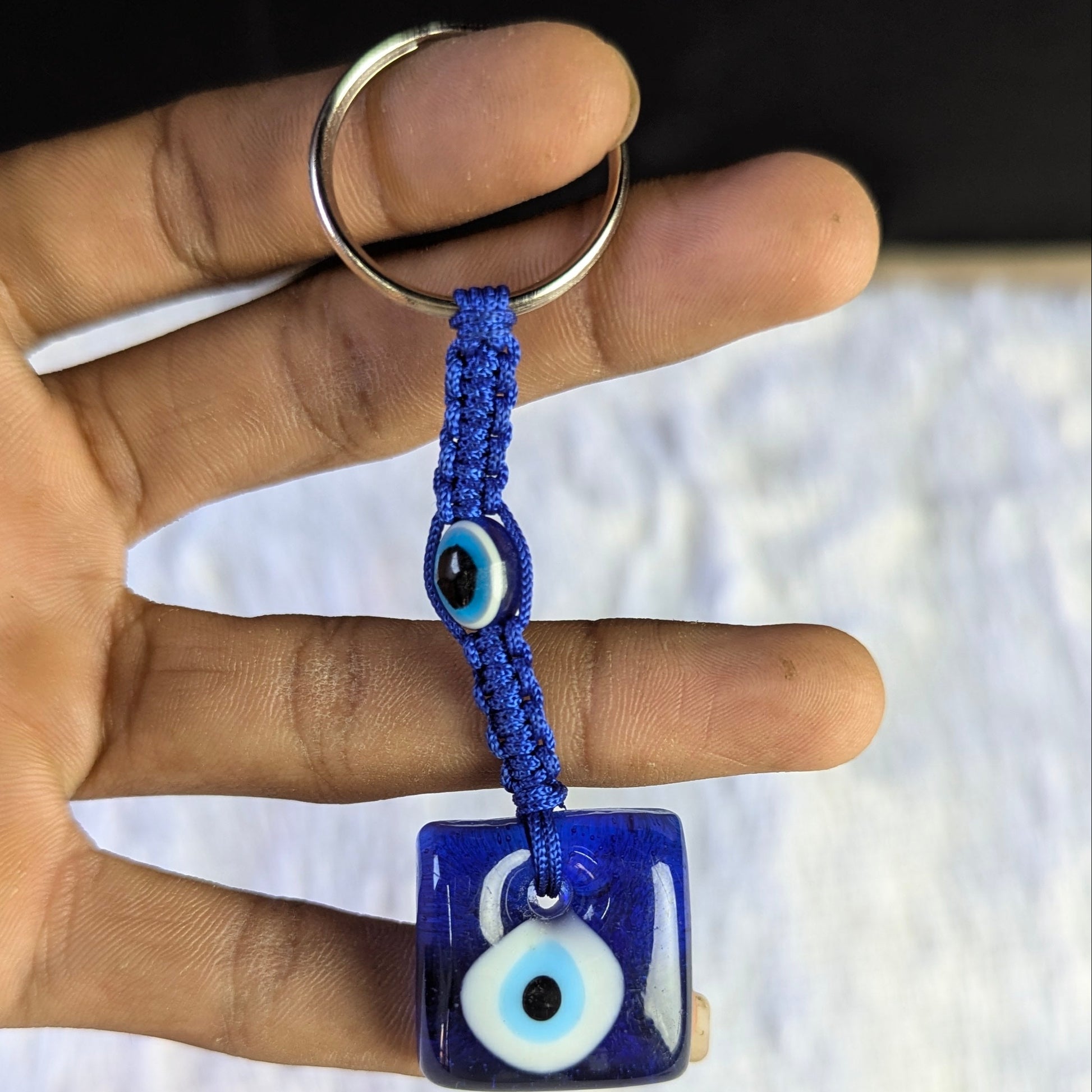 evil eye macrame keychain-Square-Maitri Export | Crystals Store