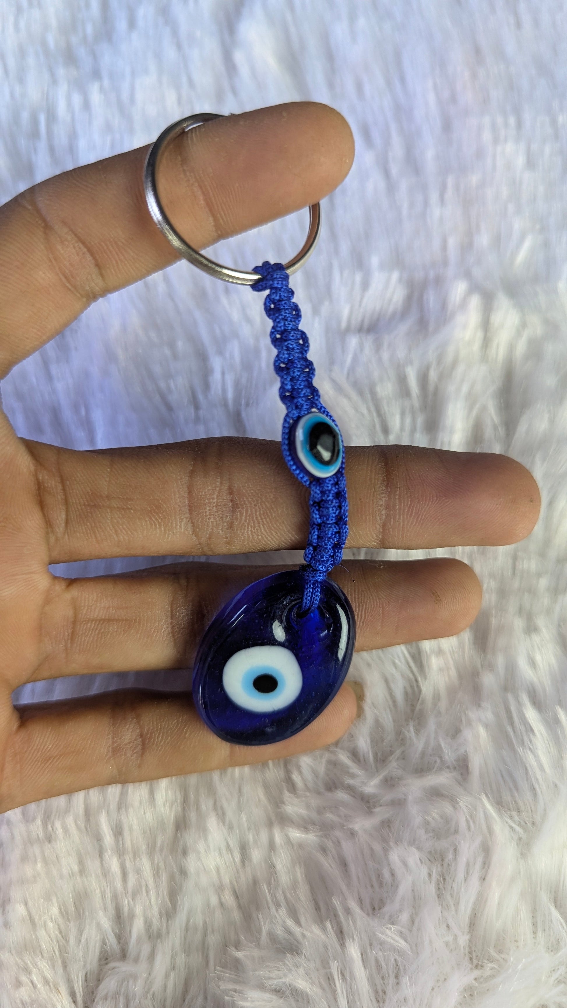 evil eye macrame keychain-Oval-Maitri Export | Crystals Store