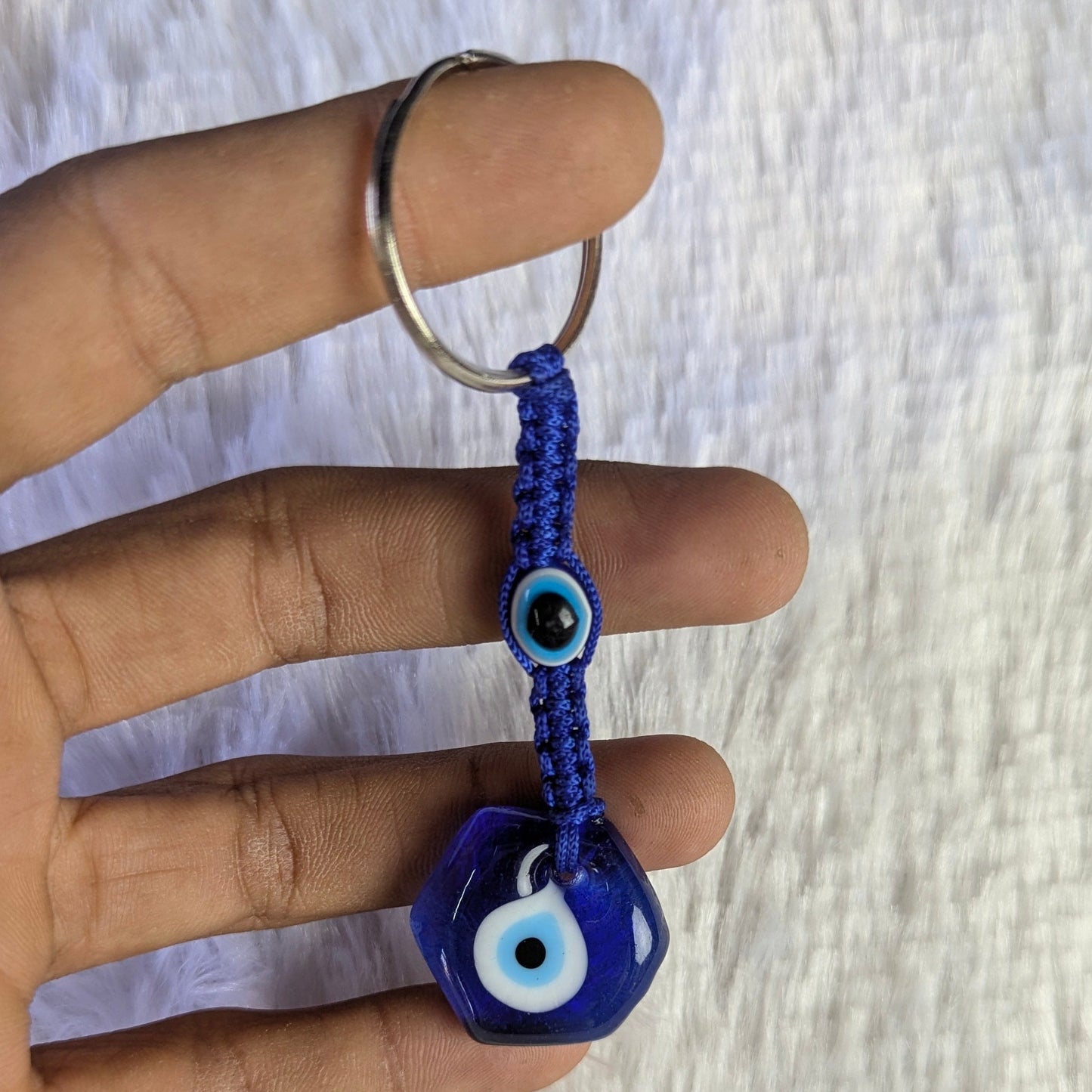 evil eye macrame keychain-Hexagon-Maitri Export | Crystals Store