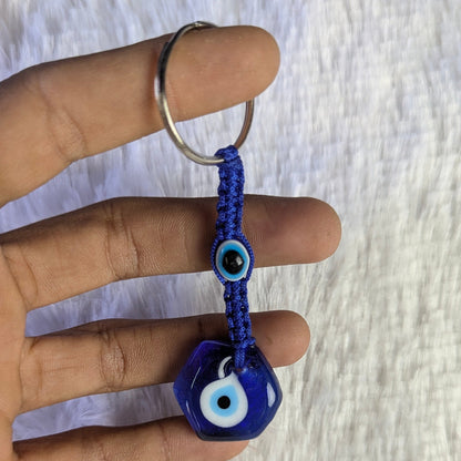 evil eye macrame keychain-Hexagon-Maitri Export | Crystals Store