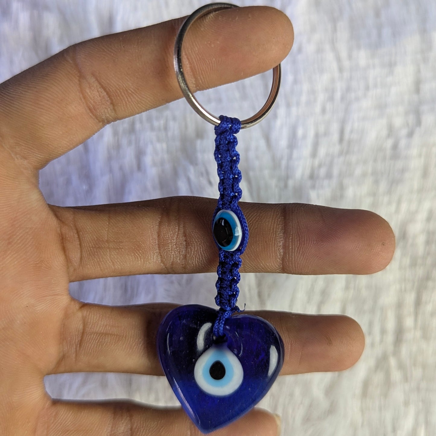 evil eye macrame keychain-Heart-Maitri Export | Crystals Store