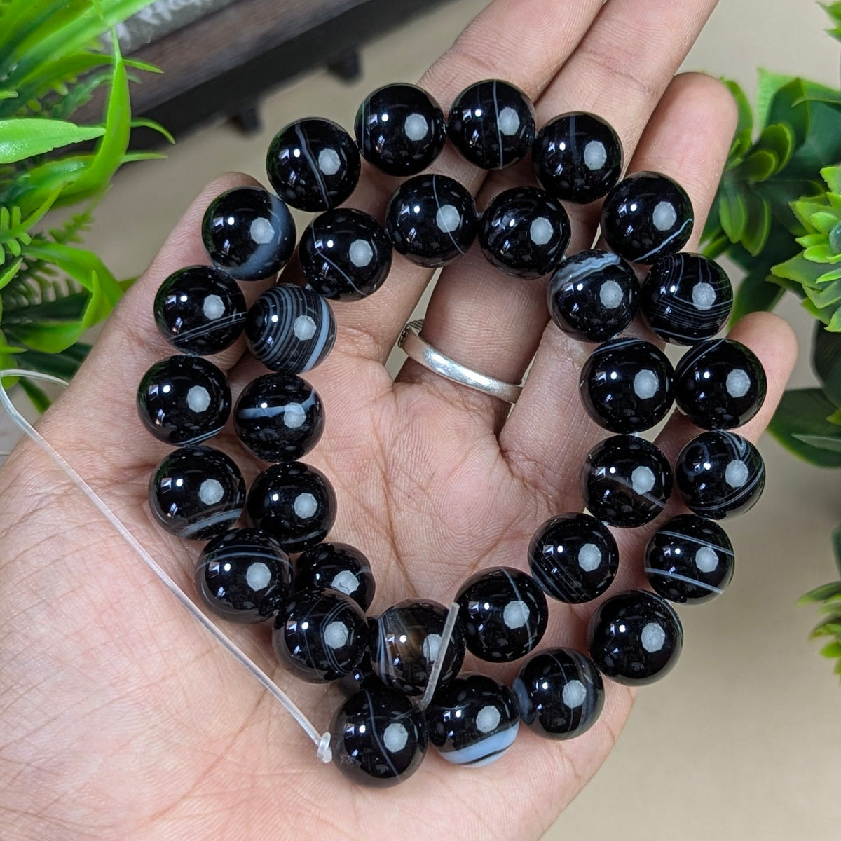 12mm natural crystal healing stone loose beads line ( 28-30 beads per line )-Sulemani-Maitri Export | Crystals Store